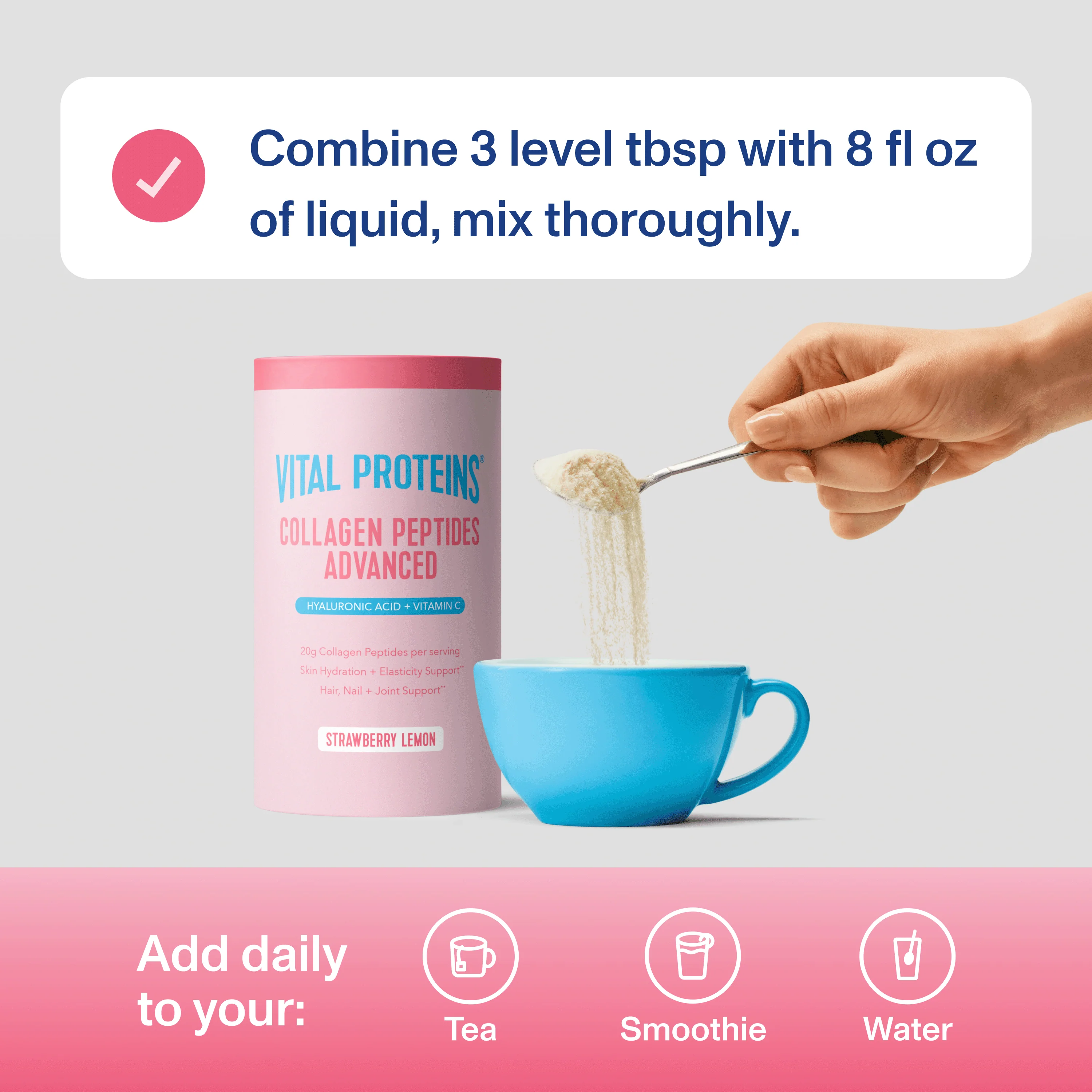 Strawberry Lemon Collagen Peptides Advanced - with Hyaluronic Acid & Vitamin C - Image 4